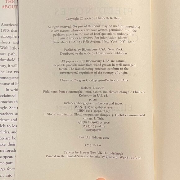 "Field Notes from a Catastrophe," by Elizabeth Kobert, 2006 First Ed. Hardcover - Picture 5 of 9
